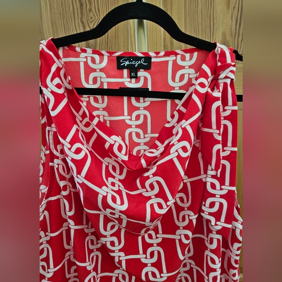 Spiegel Sleeveless Scraf Collar Chain Pattern Blouse Size XL - Picture 2 of 5